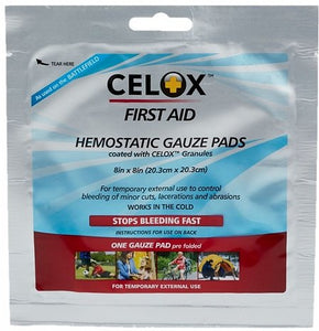 CELOX First Aid Gauze Pad, 8-Inch by 8-Inch
