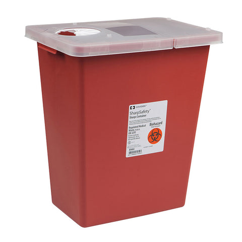 Covidien 8 Gallon Red SharpSafety Sharps Container with Hinged Lid 8980 - Case of 10