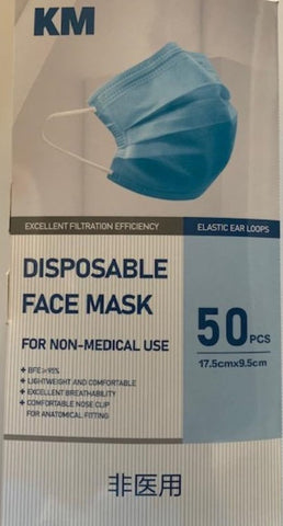 KM 3-Ply Face Masks - Box of 50 pcs